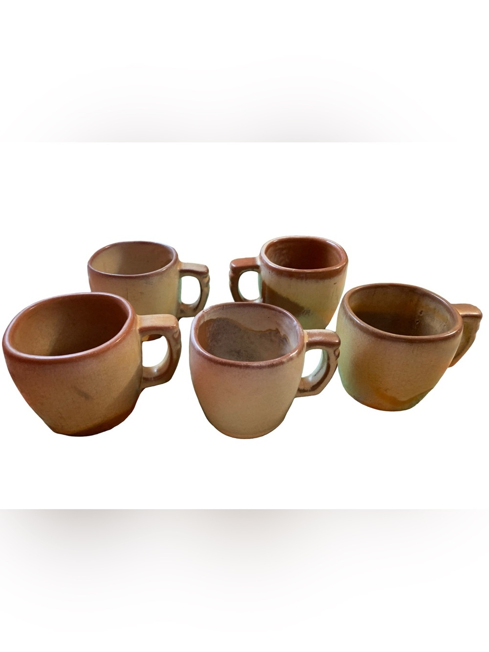 Set of 5 Vintage MCM Frankoma Plainsman Coffee Mugs 5C Desert Gold Brown Pottery
